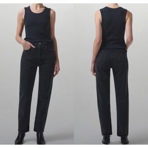 Agolde Jeans 90s Pinch Waist High Rise Straight Black Tea Women 25 Button Fly